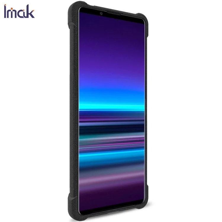 IMAK Capa protetora antiderrapante em TPU suave + Película protetora de tela para Sony Xperia 1 II - Preto Fosco 