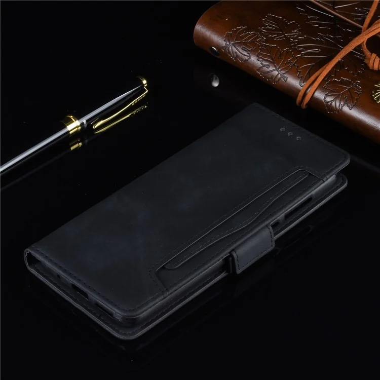 Case de Teléfono de Cuero Flip de Billetera Con Múltiples Ranuras Para Tarjetas Para Sony Xperia L4 - Negro