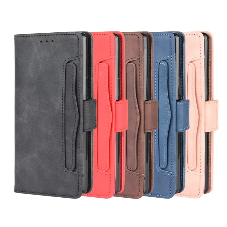 Case de Teléfono de Cuero Flip de Billetera Con Múltiples Ranuras Para Tarjetas Para Sony Xperia L4 - Negro