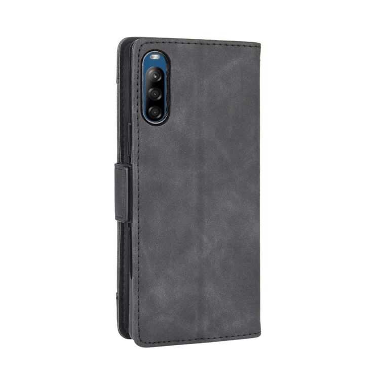 Case de Teléfono de Cuero Flip de Billetera Con Múltiples Ranuras Para Tarjetas Para Sony Xperia L4 - Negro