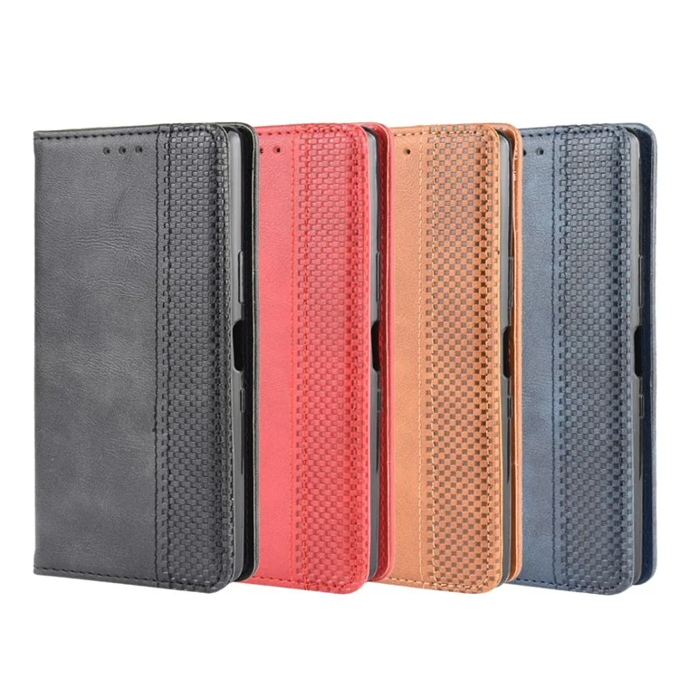 Auto-absorbed Retro PU Leather Wallet Cell Phone Cover for Sony Xperia L4 - Black