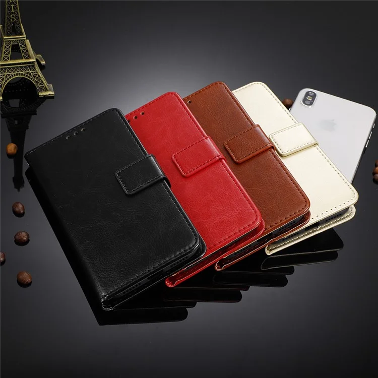 Crazy Horse Wallet Cuir Phone Case Pour Sony Xperia L4 - le Noir