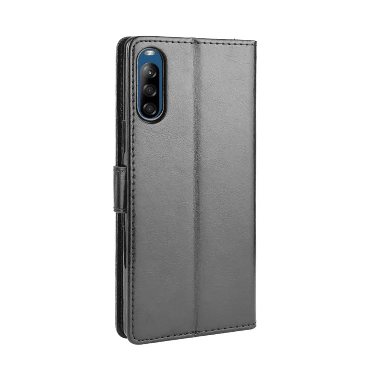 Cazos de Teléfonos Celulares de Cuero de Billetera de Caballos Para Sony Xperia L4 - Negro