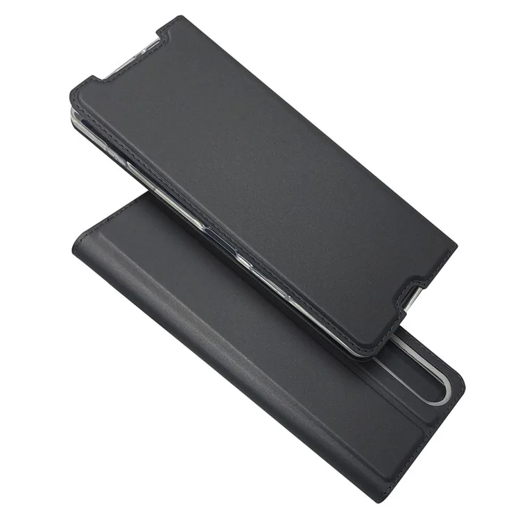 Magnetic Adsorption Leather Cover Card Holder Phone Case for Sony Xperia 1 II - Black