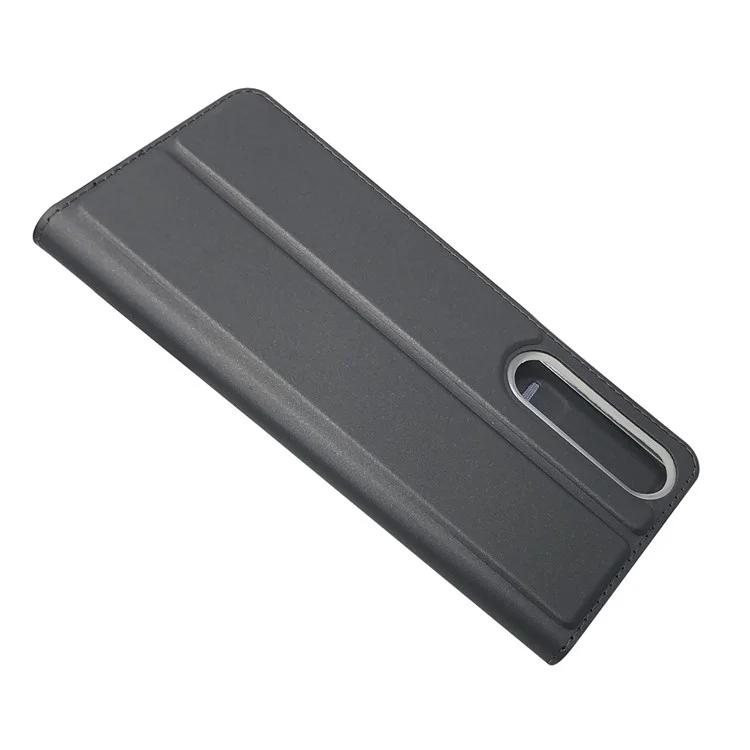 Magnetic Adsorption Leather Cover Card Holder Phone Case for Sony Xperia 1 II - Black