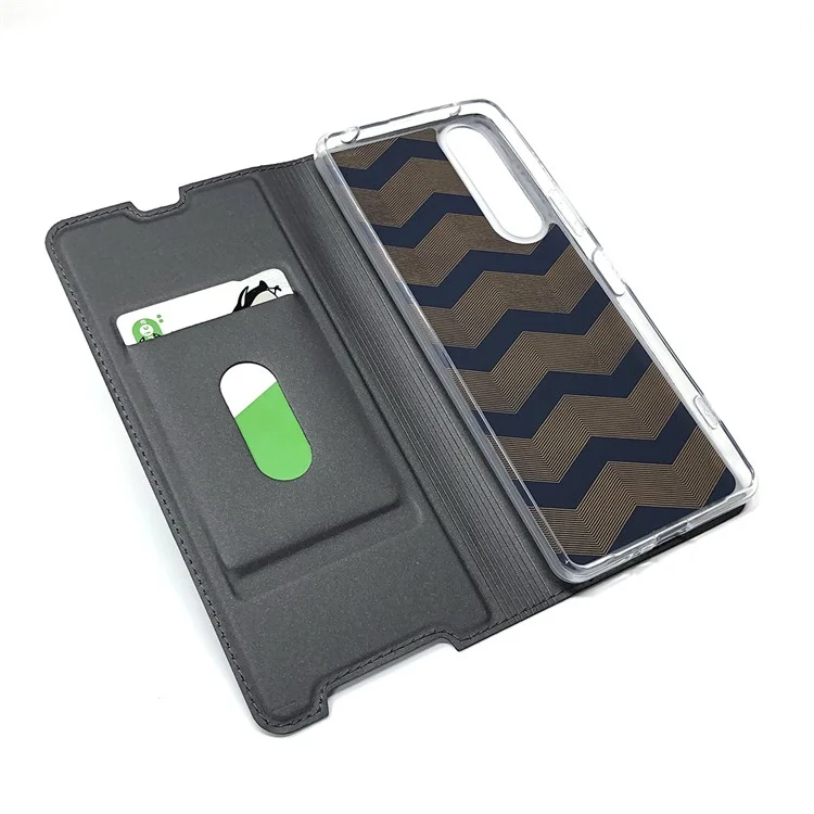 Adsorption Magnétique Case de Téléphone de Carte de Couverture en Cuir Pour Sony Xperia 1 II - le Noir