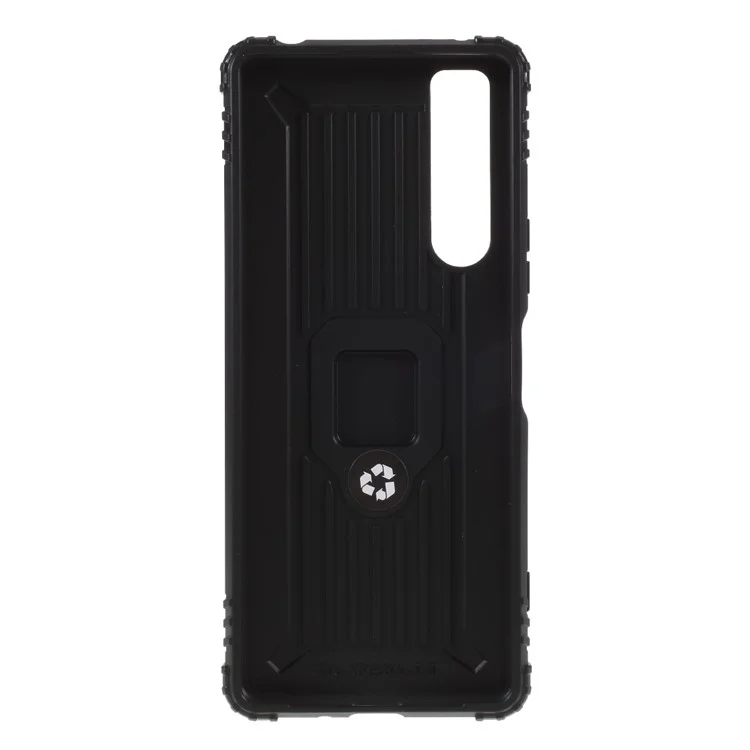 Dinger Ring Kickstand TPU Mobile Telephone Fase Para Sony Xperia 1 II - Negro