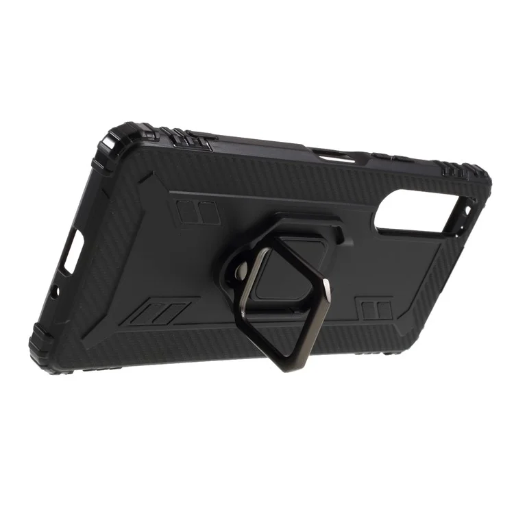 Dinger Ring Kickstand TPU Mobile Telephone Fase Para Sony Xperia 1 II - Negro