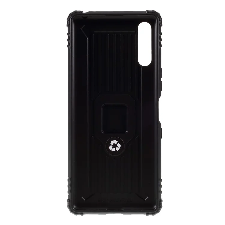 Finger Ring TPU Phone Cover Case with Magnetic Sheet for Sony Xperia L4 - Black