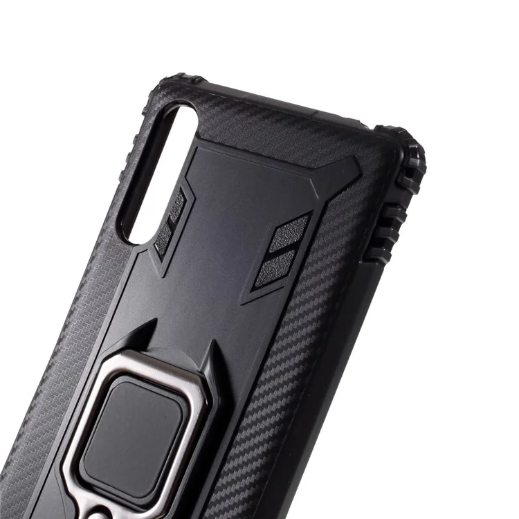 Capa de Telefone TPU Ring TPU Com Folha Magnética Para a Sony Xperia L4 - Preto