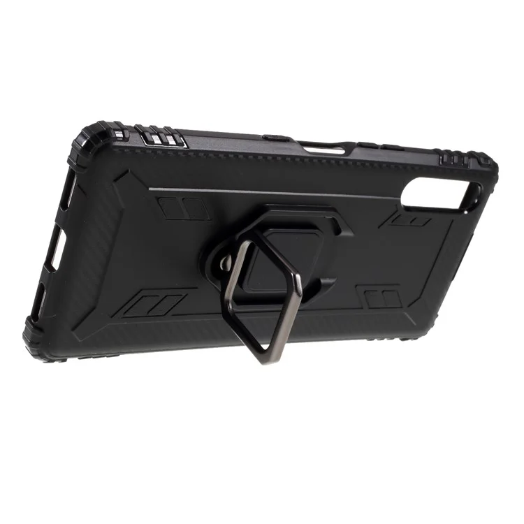 Capa de Telefone TPU Ring TPU Com Folha Magnética Para a Sony Xperia L4 - Preto