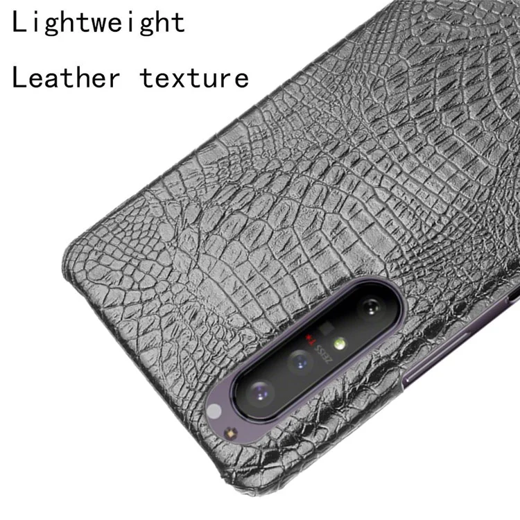 Texture de Crocodile pu en Cuir en Revêtement PC Téléphone Pour Sony Xperia 1 II - le Noir