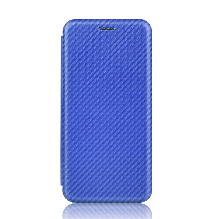 Kohlefaser Auto-absorbierte Leder-Stand-Protektor-Abdeckung Für Sony Xperia L4 - Blau