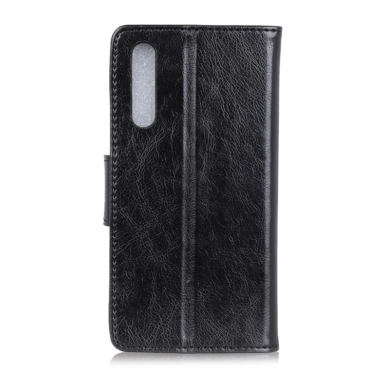 Nappa Texture Split Leather Wallet Stand Phone Case for Sony Xperia 5 II - Black