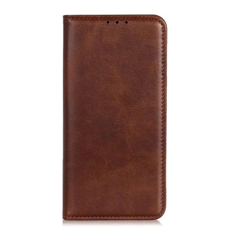 Auto-absorbed Split Leather Cover for Sony Xperia 5 II - Coffee