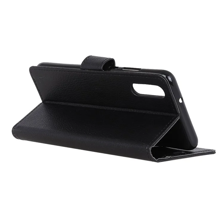 Litchi Textur Wallet Stand Leder Handy Stilvoller Fall Für Sony Xperia 5 II - Schwarz