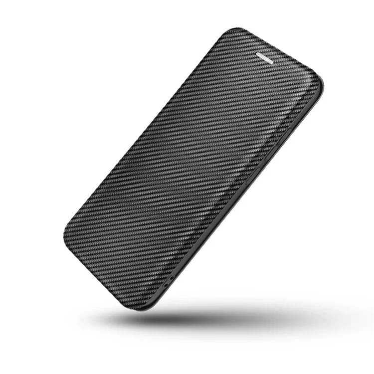 Case de Cuero de Fibra de Carbono Con Fibra de Carbono Con Ranura Para Tarjetas Para Sony Xperia 5 II - Negro