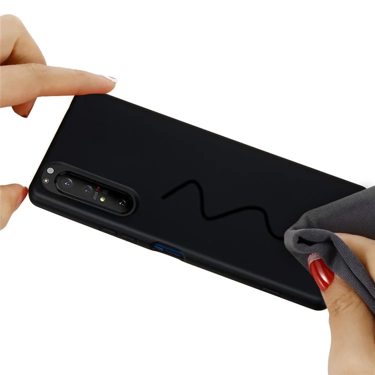 Case de Téléphone en Silicone Liquide Pour Sony Xperia 5 II - le Noir