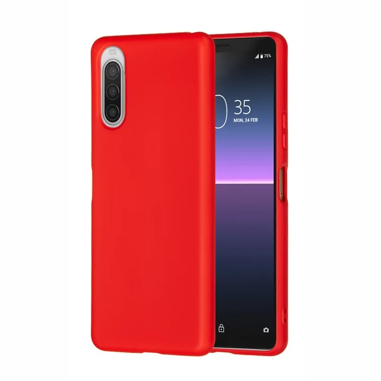 Case de Teléfono de Silicona Líquida Para Sony Xperia 10 II - Rojo