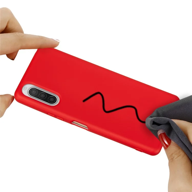 Case de Teléfono de Silicona Líquida Para Sony Xperia 10 II - Rojo