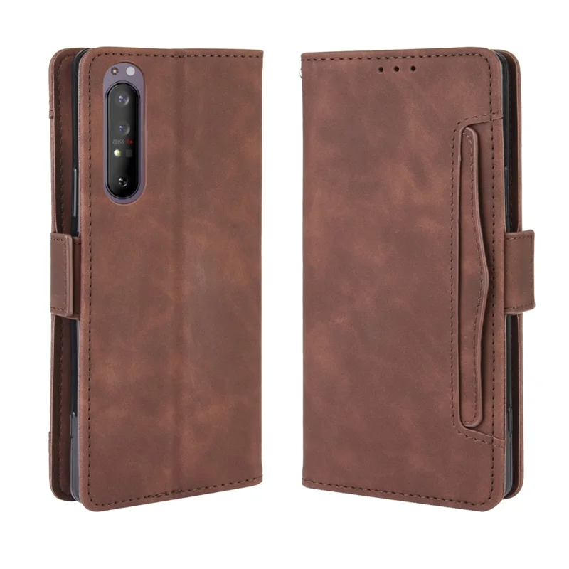 Funda de Cuero Multislot Cartera Soporte Carcasa para Sony Xperia 5 II - Marrón