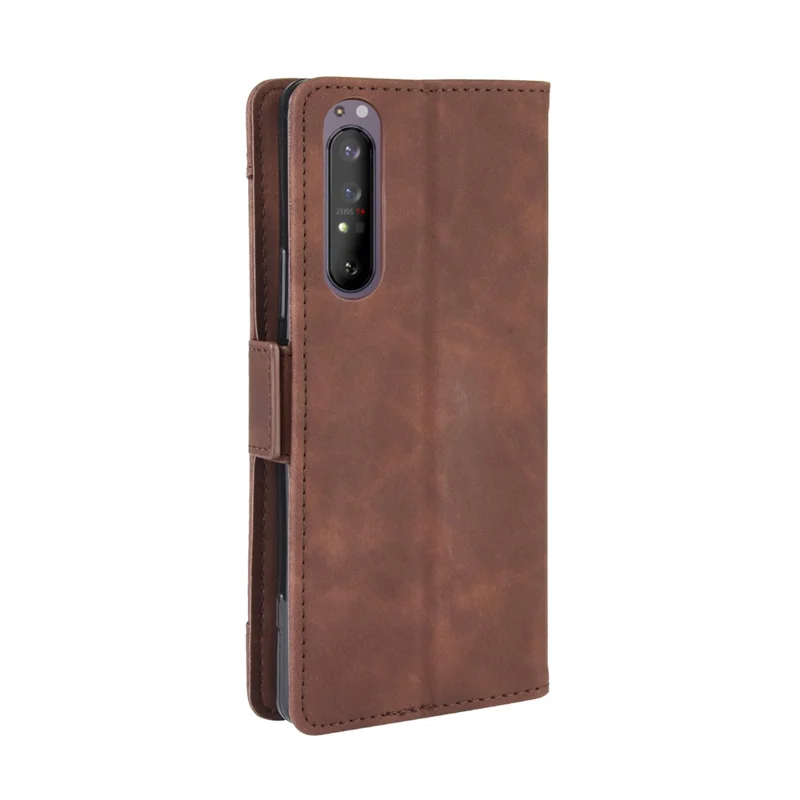 Funda de Cuero Multislot Cartera Soporte Carcasa para Sony Xperia 5 II - Marrón