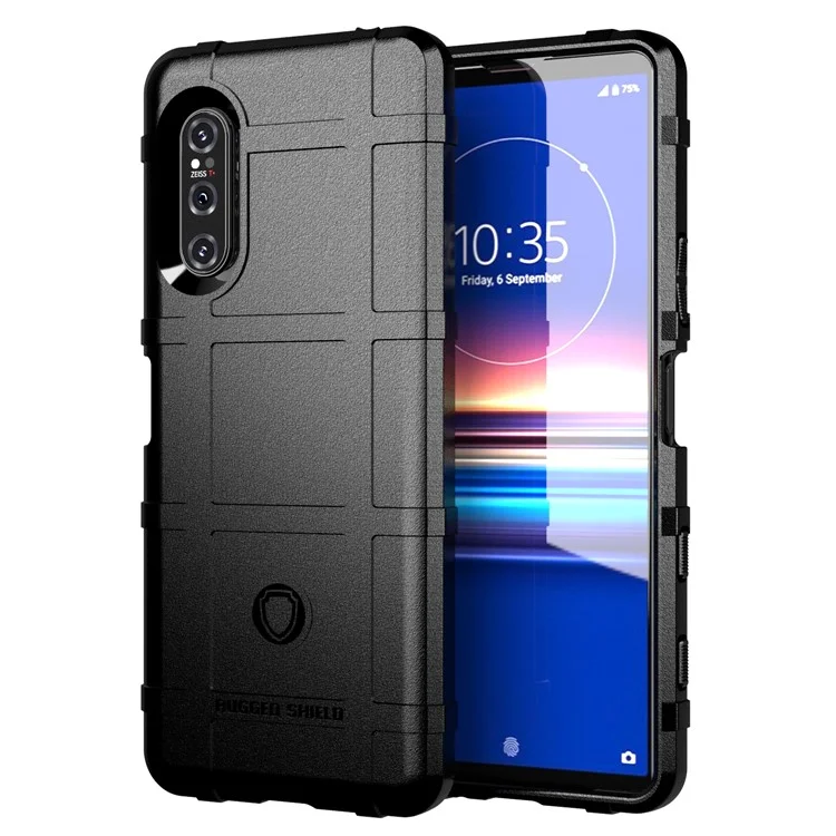 Textura De Grade Quadrada Anti-choque Engrossar Shell TPU Para Sony Xperia 5 II - Preto