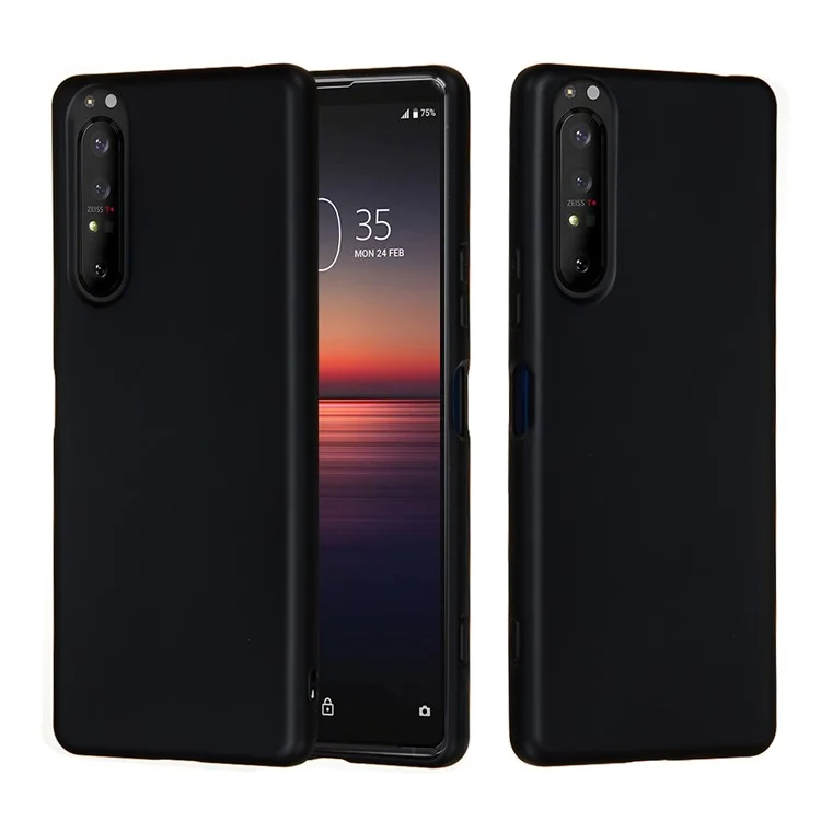 Case de Cobertura Telefónica de Silicona Líquida Para Sony Xperia 1 II - Negro