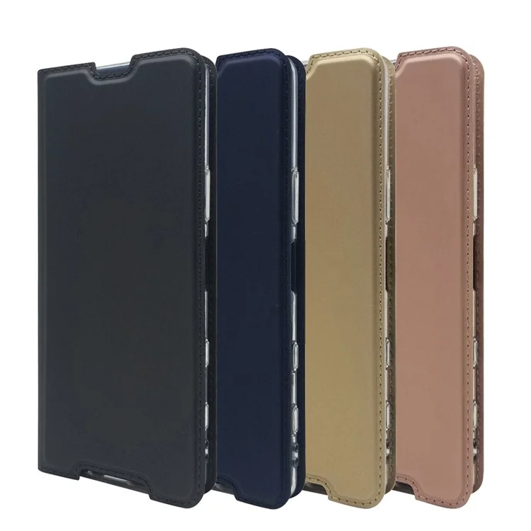 Soporte de Adsorción Magnética Case de Tarjetas de Cuero Para Sony Xperia 5 II - Negro