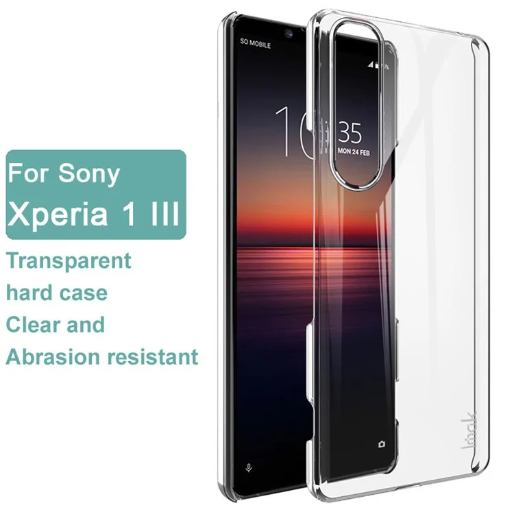 IMAK Clear Wear-resistant Hard Cell Phone Case per Sony Xperia 1 III 5G