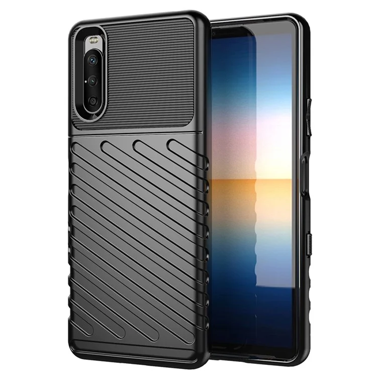 Trous Servidade Textura TPU Case TPU Para Sony Xperia 10 III 5G / Xperia 10 III Lite - Preto