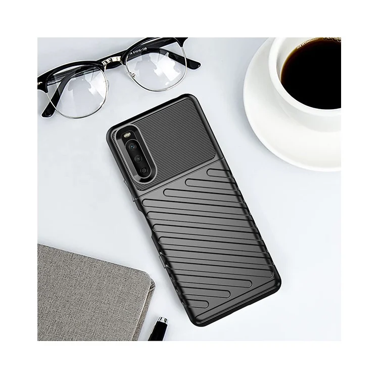 Trous Servidade Textura TPU Case TPU Para Sony Xperia 10 III 5G / Xperia 10 III Lite - Preto