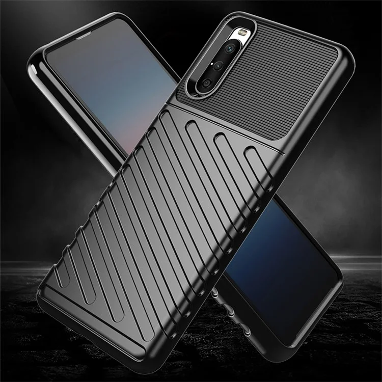 Trous Servidade Textura TPU Case TPU Para Sony Xperia 10 III 5G / Xperia 10 III Lite - Preto