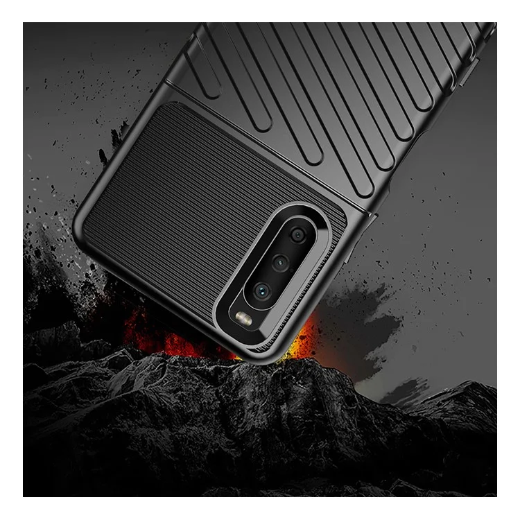 Trous Servidade Textura TPU Case TPU Para Sony Xperia 10 III 5G / Xperia 10 III Lite - Preto