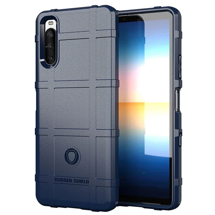 Custodia per telefono in TPU con texture a griglia quadrata antiurto e resistente per Sony Xperia 10 III 5G / Xperia 10 III Lite - Blu