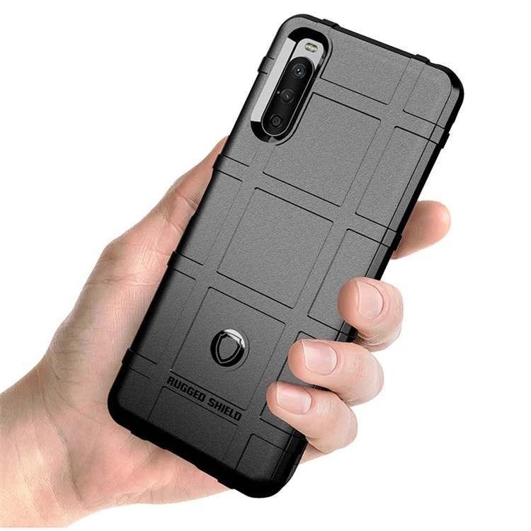 Custodia per telefono in TPU con texture a griglia quadrata antiurto e resistente per Sony Xperia 10 III 5G / Xperia 10 III Lite - Blu