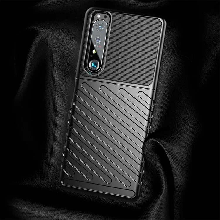 Trous Servidade Textura TPU Case TPU Para Sony Xpeia 1 III 5G - Preto