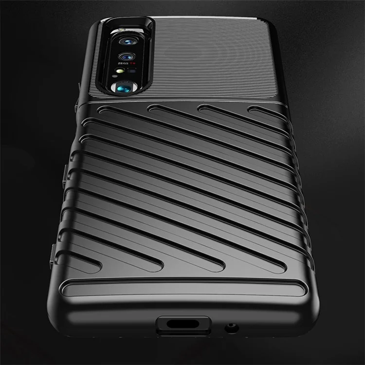 Trous Servidade Textura TPU Case TPU Para Sony Xpeia 1 III 5G - Preto