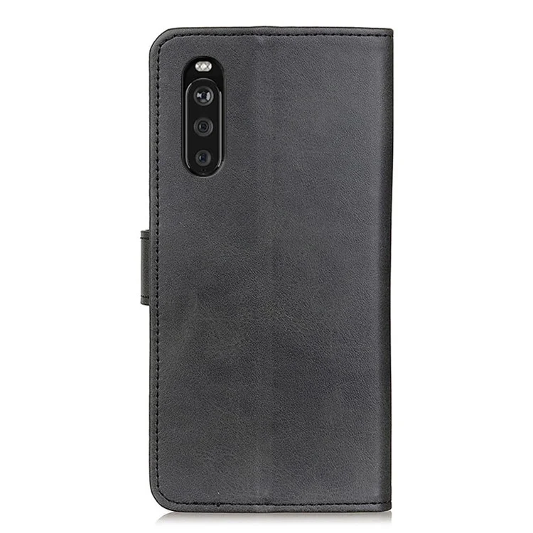 Brieftasche Telefon Fall Für Sony Xperia 10 III 5G Kratzfest Leder Telefon Shell Stoßdämpfe Flip Schutzabdeckung - Schwarz