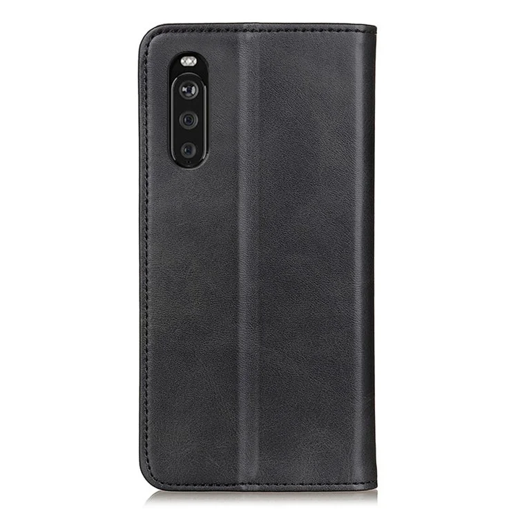 Custodia portafoglio in pelle spaccata per Sony Xperia 10 III 5G, design autoadesivo, supporto per smartphone - Nero