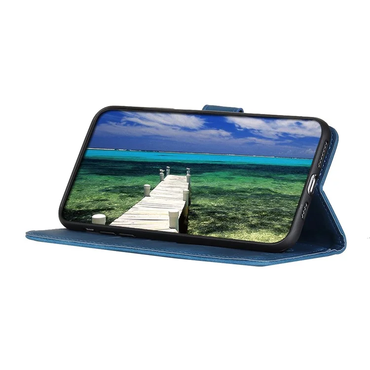KHAZNEH Wallet Design Retro Texture Style PU Ledertasche für Sony Xperia 10 III 5G / Xperia 10 III Lite - Blau