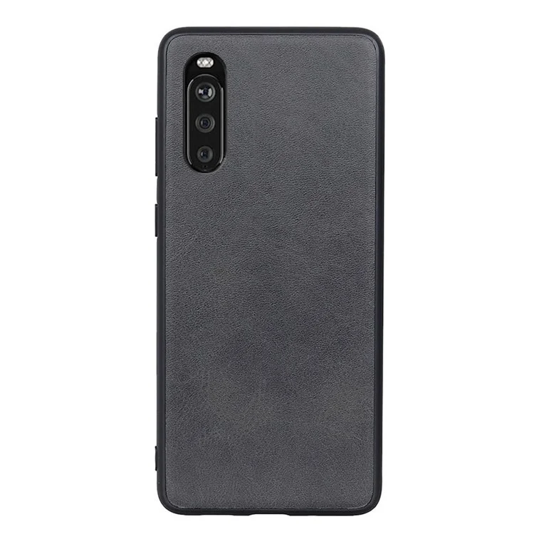 Custodia per telefono in TPU rivestito in pelle bicolore per Sony Xperia 10 III 5G - Nero