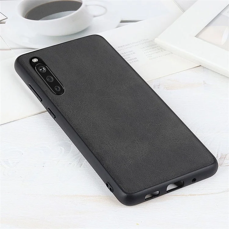 Custodia per telefono in TPU rivestito in pelle bicolore per Sony Xperia 10 III 5G - Nero