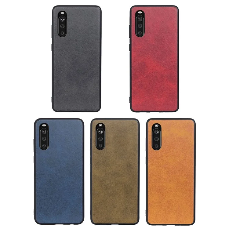 Custodia per telefono in TPU rivestito in pelle bicolore per Sony Xperia 10 III 5G - Nero