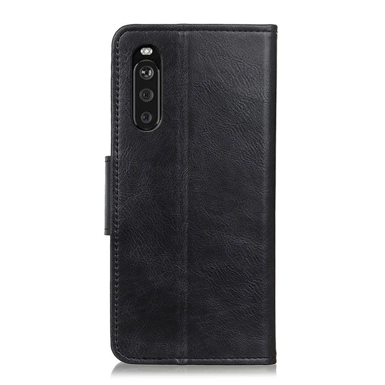 Well-Protected Crazy Horse Texture PU Leather Stand Protector Cover for Sony Xperia 10 III 5G - Black