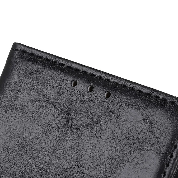 Crazy Horse Texture Wallet Design Spazio di Supporto in Pelle Con Sony Xperia 10 III 5G - Nero