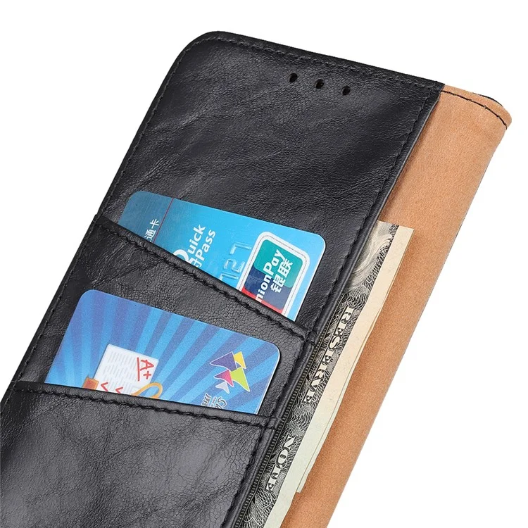 Crazy Horse Texture Wallet Design Spazio di Supporto in Pelle Con Sony Xperia 10 III 5G - Nero