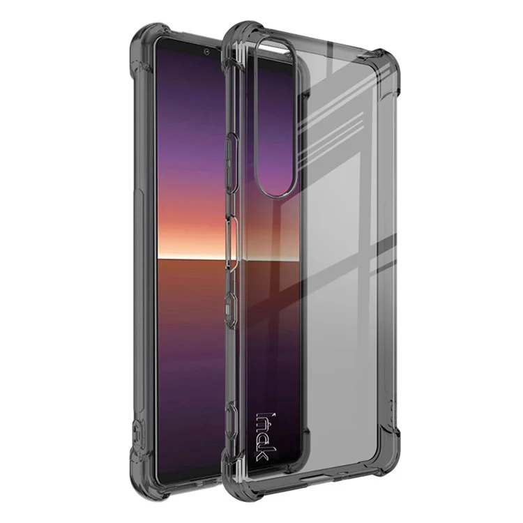 IMAK Well-Protected TPU Soft Case + Ultra Clear Screen Protector per Sony Xperia 1 III 5G - Nero Trasparente