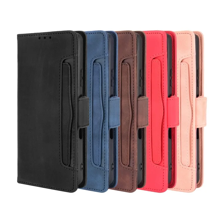Portafoglio Design Tasche con Più Slot per Schede in Pelle per Sony Xperia 10 III 5G / Xperia 10 III Lite - Nero