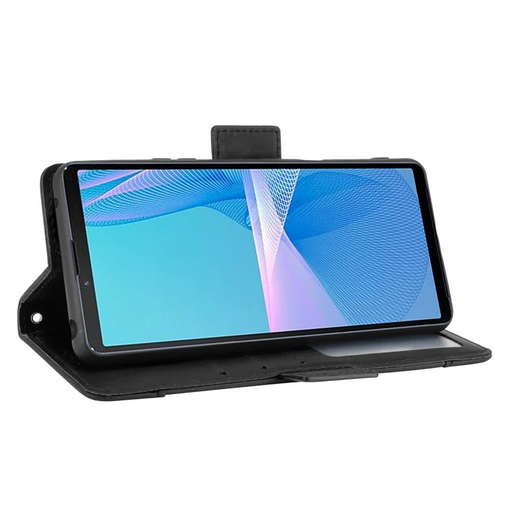 Portafoglio Design Tasche con Più Slot per Schede in Pelle per Sony Xperia 10 III 5G / Xperia 10 III Lite - Nero